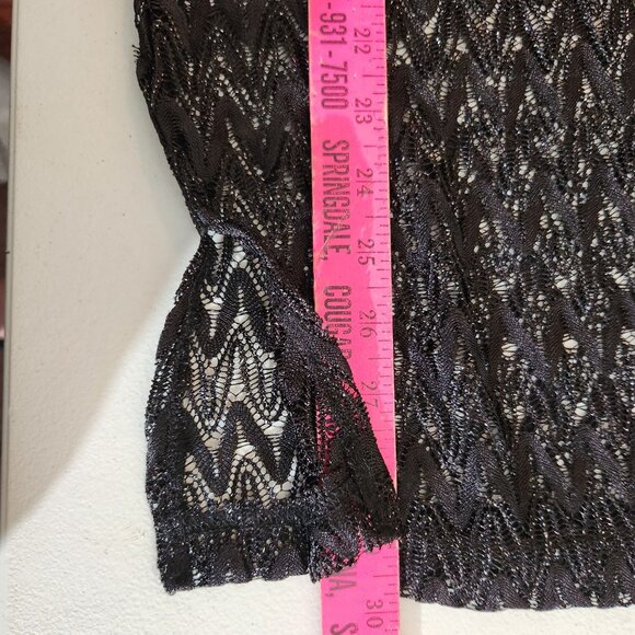 Womens Faded Glory Swim Cover-Up Top 2X Black Sheer Metallic Zigzag Knit V-Neck - Picture 9 of 13